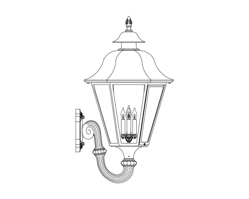Grande Manor, aluminum, Wall Mount, Clear acrylic, (4) 25W B10, 120V